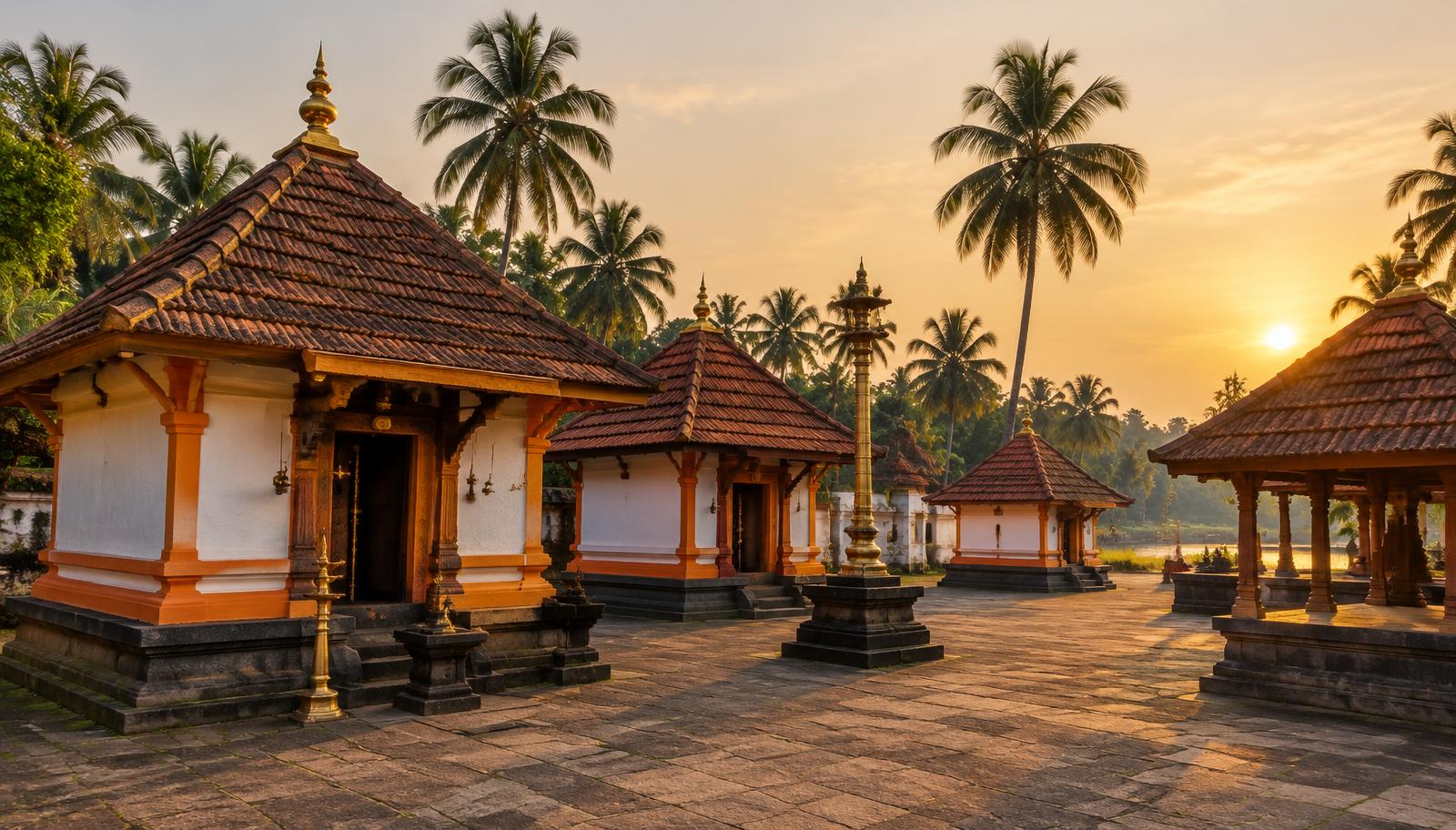 The Sree Kuladevata Mandir Complex at Ambalamedu in the evening light